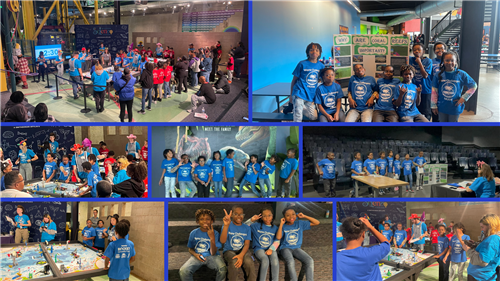 a collage of the robotics team in action